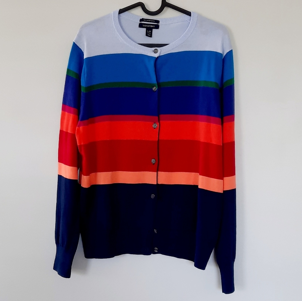 Lands' End Striped Cardigan